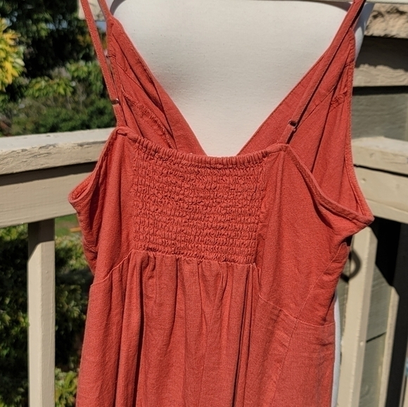 LOVE TREE BURNT ORANGE MIDI DRESS, SZ LARGE - Picture 7 of 11